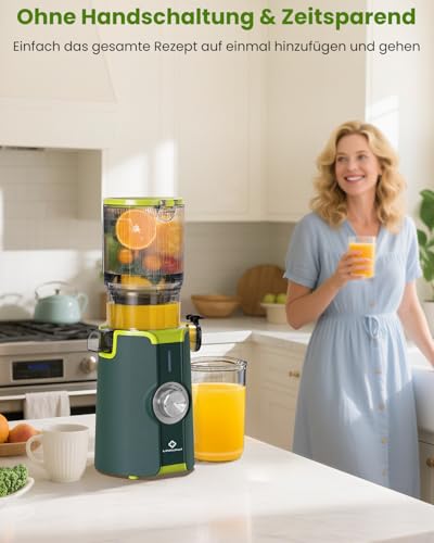 LINKChef LINKChef Entsafter Slow Juicer, Entsafter Gemüse und Obst Testsieger mit 115 mm großem, Entsafter Kaltentsafter für ganze Früchte/Gemüse, Blitzreiniger, Einfacher Installation, BPA Frei, 200w Grün - Produktansicht 9 | Mixer