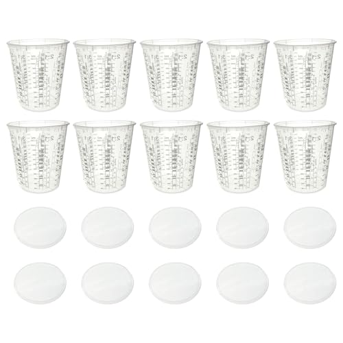 keloppasit Vasos de mezcla de pintura, vaso medidor de pintura | Vasos medidores de pintura precisos, 10 vasos transparentes para mezclar con cubiertas