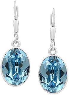 AAA+ Quality Earrings, Birthstone Color Crystal Dangle Earrings, Crystal Earring Dangles with Certificate and Warranty, Sterling Silver Hypoallergenic Dangle Earrings for Women and Girls