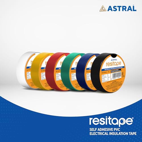 Image of Astral Resitape PVC Insulation Tape, Black|6 mtr x 17 mm x 0.125 mm| Pack of 10 | Fire-Retardant | Resistance to Moisture, Acid & Alkalies | Excellent Elasticity & Durability | Strong Grip & Adhesion