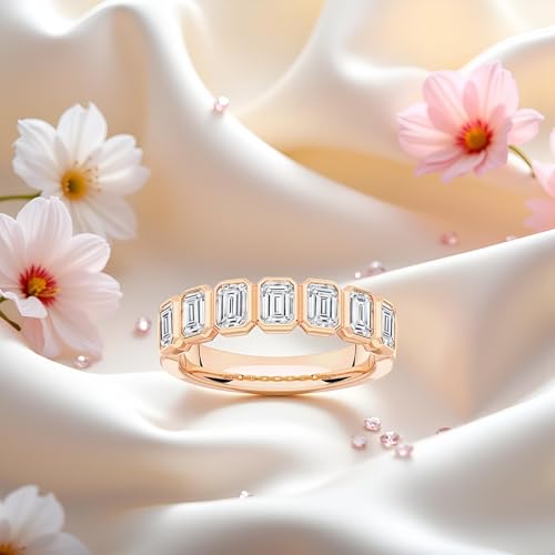 14k Gold Finish 2.20 Ctw Emerald Cut White Diamond Engagement Wedding Band Ring2
