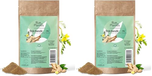 Bois Bandé Poudre 100g – RUE DES PLANTES - Puissant Aphrodisiaque Naturel - Effet immédiat pour Homme et Femme - Ginseng, Tribulus, Gingembre, muira puama (Lot de 2)