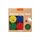 Palline Giocattolo Interattive per Gatti per Divertimento Al Coperto 4 Pezzi di Palline Leggere in Rattan a Prova di Masticazione per Gattini per Migliorare il Legame e il Tempo di Gioco (4