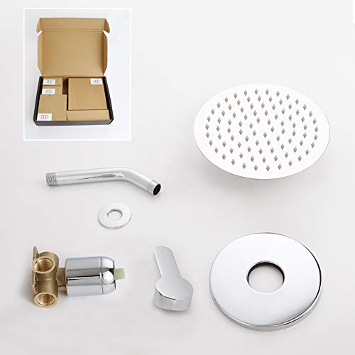 Pop Sanitaryware Shower Faucet Set Chrome Bathroom Rainfall Mixer Shower System Wall Mounted 8" Inch Shower Head And Handle Set Single Function Shower Trim Kit With Rough-In Valve #TOP5