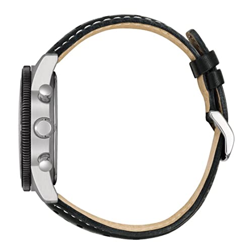 Image of Citizen Leather Analog White Dial Black Strap Men's Watch-Ca4559-13A