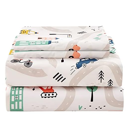 JSD Jogo de lençol infantil com estampa de carro tamanho casal 4 peças, lençóis de cama de microfibra macia com bolso profundo