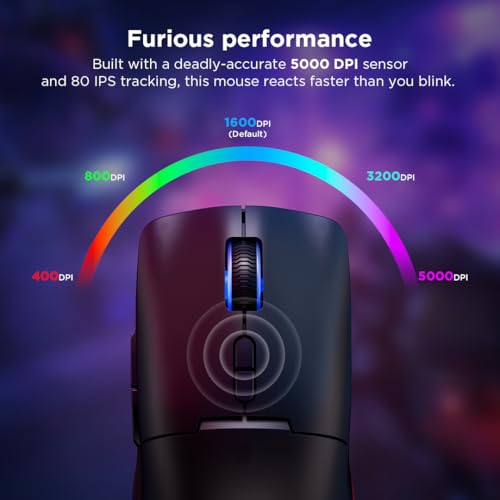 Image of Lenovo Legion M220 Wireless RGB Gaming Mouse, Dual Channel Bluetooth, 2.4Ghz Wireless, USB-C Charging, 5-Level DPI Switch, Symmetrical Medium-Large Size, Black