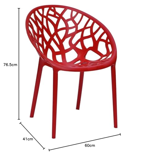 Image of activa Crystal Plastic Arm Chair | Stackable Indoor Outdoor Chair for Home, Balcony, Patio & Garden | Comfortable Designer Armrest Chair | Durable Plastic Seating Furniture (Coke Red, Set of 4)