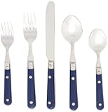 Ginkgo International Le Prix Stainless Steel Dishwasher-safe 30piece flatware set, Service for 6, Bright Blue (22701)