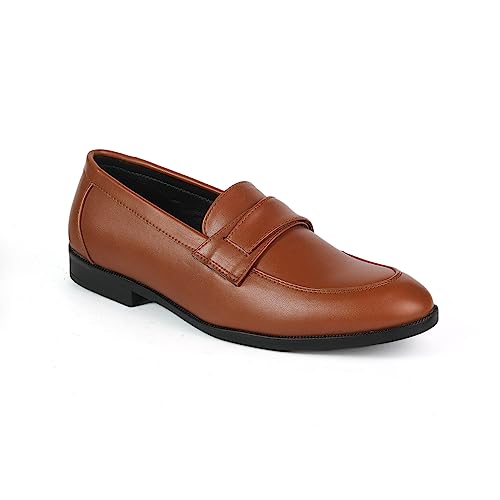 Image of BRATVA 1008 Men's Loafers & Moccasins Shoes with Synthetic Leather Upper & Leather Lining in Colour Black /Brown /TAN for Men