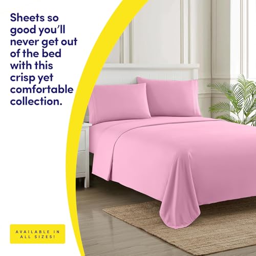 Image of 1500 Supreme Collection Full Sheet Sets Pink - Luxury Hotel Bed Sheets and Pillowcase Set for Full Mattress - Extra Soft, Elastic Corner Straps, Deep Pocket Sheets, Full Pink