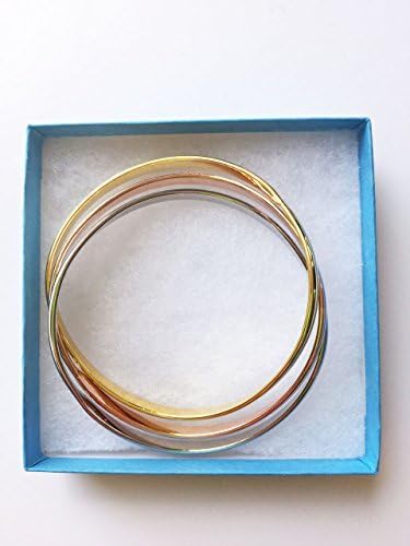 Sunlight Interlocking Bangle Bracelets - Tri Tone - Plated Silver, Plated Copper and Plated Rose Gold - Image 4