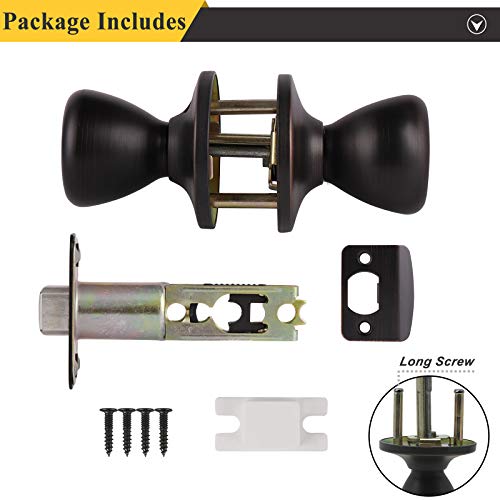 Probrico Passage Interior Door Knobs In Oil Rubbed Bronze Finish,Non-Locking Tulip Shape Door Locks For Hallway Or Closet,10 Pack #TOP6
