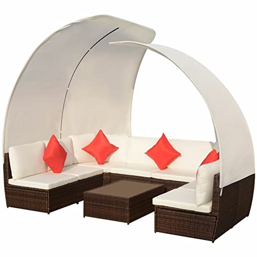 Chenshu 9-TLG. Garten-Lounge-Set mit Sonnendächern, Terassenmöbel Wetterfest, Loungemöbel Terrasse, Garten Sitzgruppe… – Bild 3