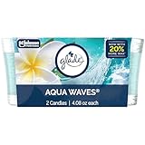 Glade 1-Wick Scented Candle Jar, Aqua Waves, Air Freshener Infused with Essential Oils, 4.08 Oz, 2 Count