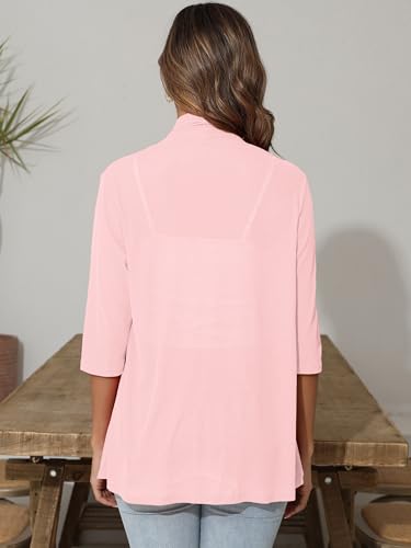 Image of Women's Lightweight Open Front Cardigans Short Sleeve Casual Soft Sheer Cardigan S-2XL with Pockets