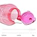 QuiFit Half Gallon Water Bottle - with Straw & Time Marker,BPA Free Reusable Large Leakproof Portable Water Jug,for Fitness Camping Outdoor Sports(Light Pink 64oz)