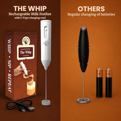 Image of Impulse Coffees The Whip | Rechargeable Coffee Frother Electric | Smooth Operation,3 Modes | Stainless Steel Electric Whisker | USB Charging | Easy to Clean | Best for Coffees, Milk, Lattes, Espresso