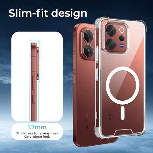 Image of A rtistque Clear Back Cover Case for Vivo V70 5G / V70 Elite 5G | Compatible with Mag-Safe | Premium Cover | Shockproof TPU Bumper | Slim Protective Design | Vivo V70 Back Cover - Transparent