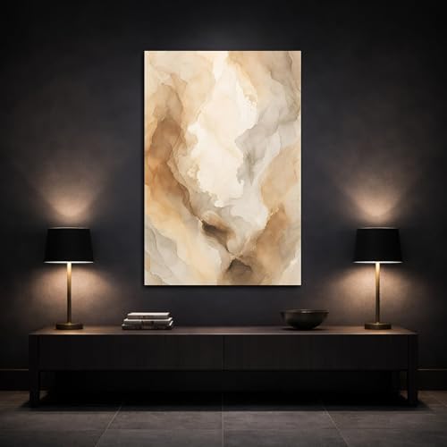 Tableau abstrait de salon de haute qualité marron et beige vertical - 3