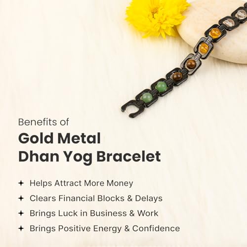Image of Astrotalk Metal Dhan Yog Bracelet | Attracts Wealth & Financial Prosperity | Pyrite, Citrine, Tiger Eye, Quartz, Hematite & Aventurine Astrology Bracelet for Man & Woman | Gift for Man & Woman