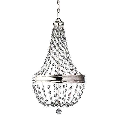 Image of 6 Bulb Chandelier Hanging Pendant Light - Highly Polished Nickel Finish - LED E14 60W Bulb