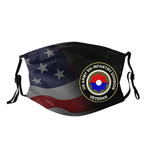 Army Veteran 9th Infantry Division Face Mask Washable Reusable Adults Breathable with 2 Filters