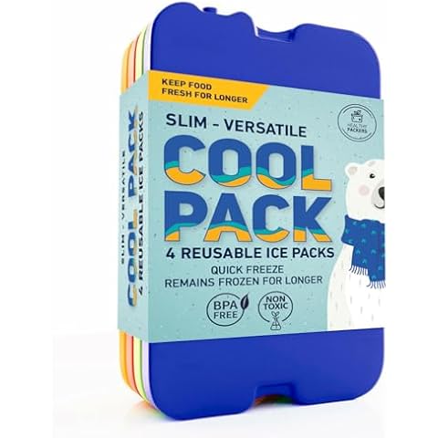 Healthy Packers Ice Pack for Lunch Box - Freezer Packs - Original Cool Pack | Slim & Long-Lasting Reusable Ice Packs for Lunch Bags and Cooler Bag (Set of 4) Cover