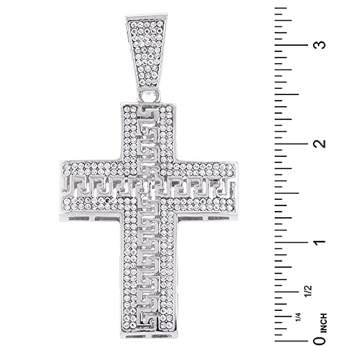 metaltree98 XXL Hip Hop Men's Iced Cross Pendant 30" Heavy Cuban Chain Necklace HC 60453