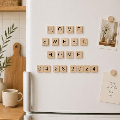 Lettres et chiffres magnétiques en bois alphabet alphabet frigo bureau 200pcs - 6