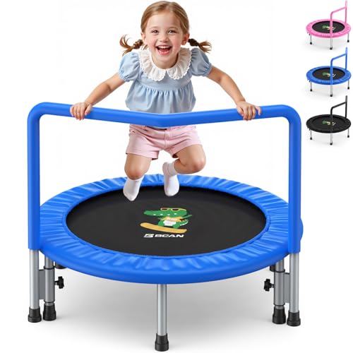 BCAN 36'' Toddler Trampoline, ASTM Certified - Kids Trampoline for Ages 1-6, Foam Handle & Safe Thickened Cover, Mini Trampolines for Kids Indoor, Easy to Assemble