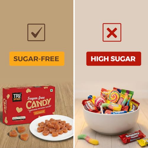 Image of TruSnax SugarFree Hard Candies | Caramel Flavour Candy | Diabetic Friendly Toffee | No Added Sugar | 150g(50 * 3)