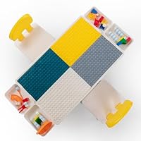 LeFluffy 7-in-1 Activity Table Set,Baby Toddler Table and Chair Set,Building Block Rectangular Table and Chair Set with 100 pcs Play Blocks and 2 Chair,Water/Sand Table for Boys Girls 1-3 age