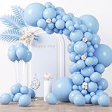 Voircoloria 130pcs Light Blue Balloons Different Sizes 18' 12' 10' 5' Baby Blue Balloons for Boys Girls Birthday Baby Shower Gender Reveal Wedding Children's Day Decorations