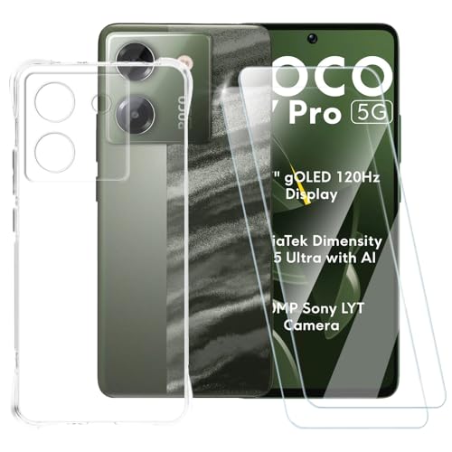 �v�����gTPU�P�[�X + 2���p�b�N �����K���X�X�N���[���v���e�N�^�[ Xiaomi Poco M7 Pro 5G�Ή� �A�[�e�B�X�e�B�b�N �X���� �ϏՌ��J�o�[ ���h�~ ���S�ی�