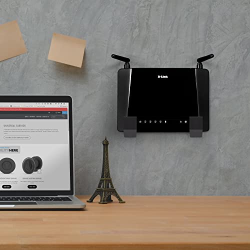 Brainwavz 2.5" Cable Box Wall Mount Hanger Holder, Adhesive & Screw-In, For Routers, Laptops, Modem, Mesh Wifi, Apple Tv, Network Switch & More, For Devices Upto 2.5" / 63Mm Wide, (Black) #TOP6