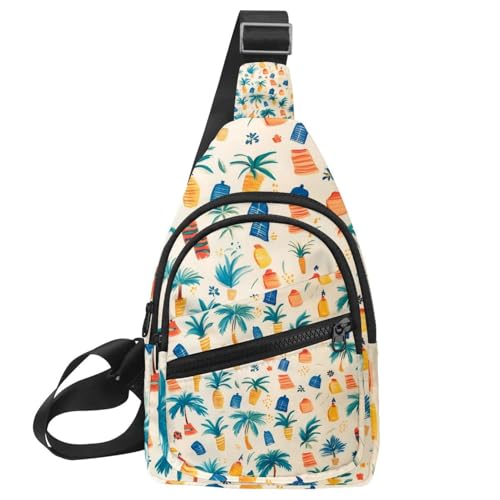KengjuTesu Riñonera cruzada con estampado de playa de verano para entrenamiento, correr, viajar, senderismo, riñonera cruzada con correa ajustable para mujeres y hombres, Multicolor, Talla única