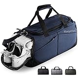 Rieeyrslza Sporttasche mit Schuhfach Reisetasche für Damen und Herren Große Wasserdicht Fitnesstasche Fitness Trainingstasche Handgepäck Tasche mit Schulterriemen (Blau o2)