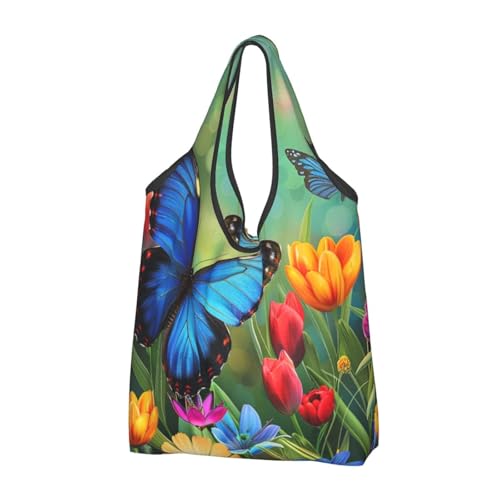 Sac réutilisable imprimé papillon bleu : finis les sacs jetables polluants