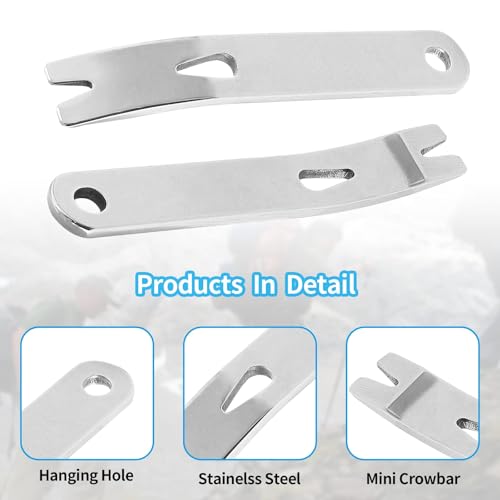 Image of Tarini 4Pcs Mini 7.7x1.2x0.25cm Pocket Pry Bar Set, 3 Inch Stainless Steel EDC Gadgets, Multi-Function Bottle Opener Scraper, Portable Beer Keychain Opener, Pocket Carry Friendly
