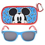 Mickey Mouse Kids Sunglasses with Kids Glasses Case, Protective Toddler Sunglasses (Blue)
