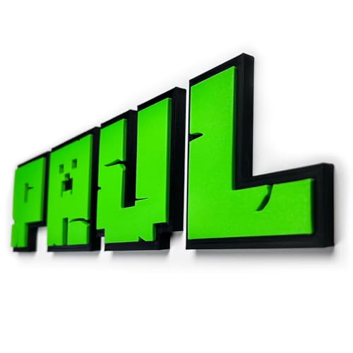KAJAWIS Lettre décorative murale XL 3D – 1 pièce – Alphabet prénom personnalisé style pixel – Autocollant mural enfant – Grand format