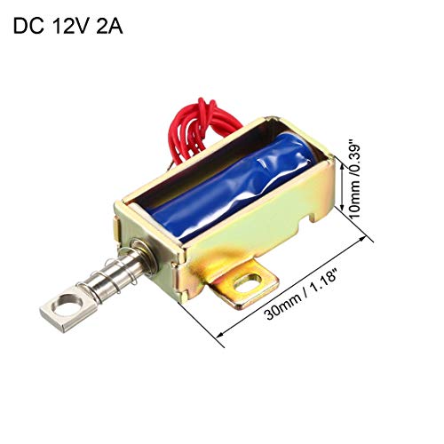 uxcell Mini solenoide eletromagnético DC 12V 2A 5 mm tipo puxar para fechadura de porta Electirc
