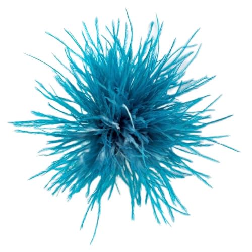 Image of Sky Blue Feather Brooch Feathers Corsages for Party Wedding Dress Decorations Ostrich Feather Hair Clip Lapel Pins Headwear Hairpin Hairband for Women Girl