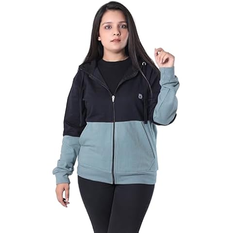 Bahob® 1 & 2 Pack Womens Ladies Plain Zip Up Hoodie Long Sleeve Sweatshirt Full Zip Top Soft Jumper Jacket Hoodies Top S-6XL Cover