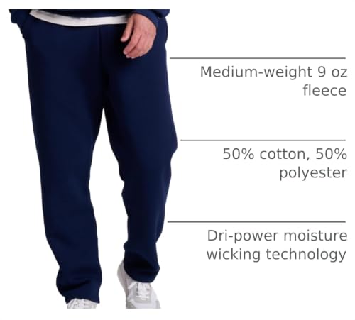 Image of Russell Athletic Men's Dri Power Fleece Open Bottom Sweatpants with Pockets, Relaxed Fit, Moisture Wicking