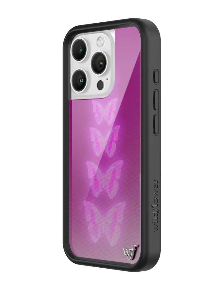Image of Wildflower Cases - iPhone 16 Pro Compatible - Neon Butterfly | Impact-Certified 6.5 ft Drop Protection Case, Raised Protective Bumper, Cute Aesthetic Design, Women-Owned Small Business