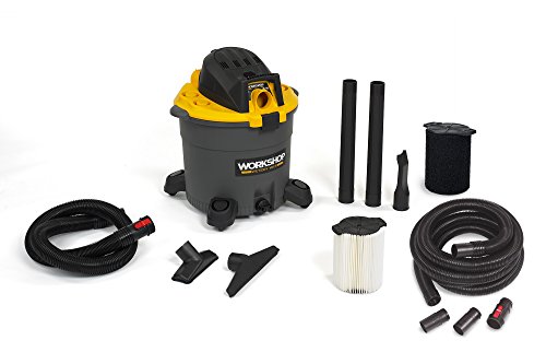 WORKSHOP 16-Gallon Shop Vacuum Cleaner, Wet/Dry Vac with 20-Feet Hose, Black, Foam Filter, Cannister, Outdoor, Corded Electric