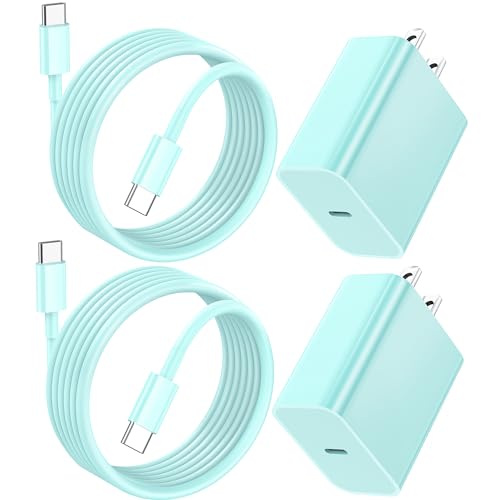 for iPhone USB C Charger Fast Charging, 2Pack 20W USB C Charger Block with 60W USB C to C Cable 6FT, USB C Charger Cord Compatible with iPhone 15 Plus/Pro Max/Pad Pro/Samsung S23/Android Charger Blue