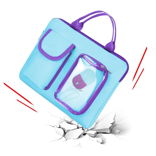 Image of Annmore Bag for LEXiBOOK Educational and Bilingual Laptop, Blue /Purple | Tablet Laptop Sleeve Bag, Multiple Compartments, Portable Handle, 11.81x9.45 in, Vibrant Colors